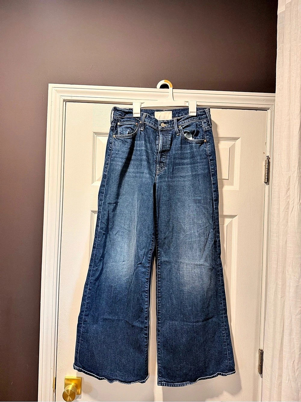 MOTHER The Hustler Roller Sneak Women's Wide Leg Jeans in Blue